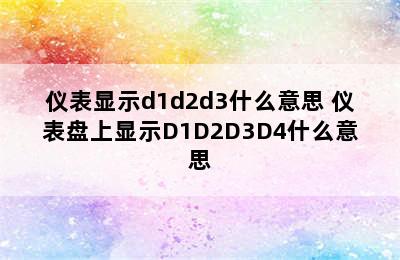 仪表显示d1d2d3什么意思 仪表盘上显示D1D2D3D4什么意思